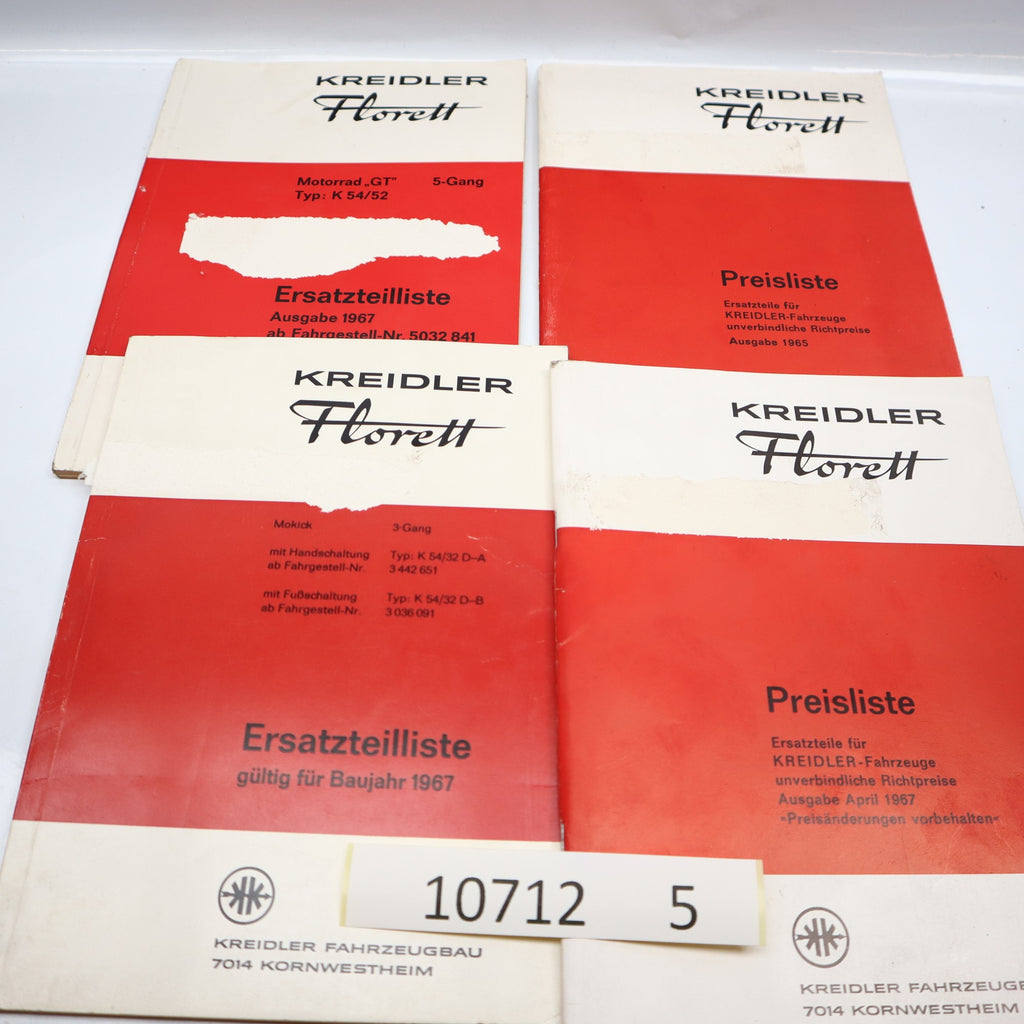 Kreidler Florett Ersatzteilliste Konvolut