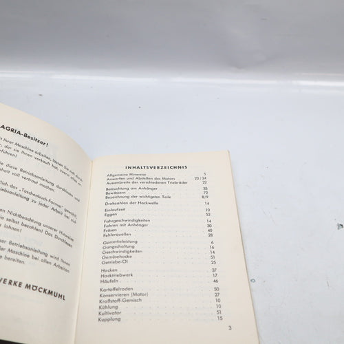 Agria Typ 2600 Betriebsanleitung