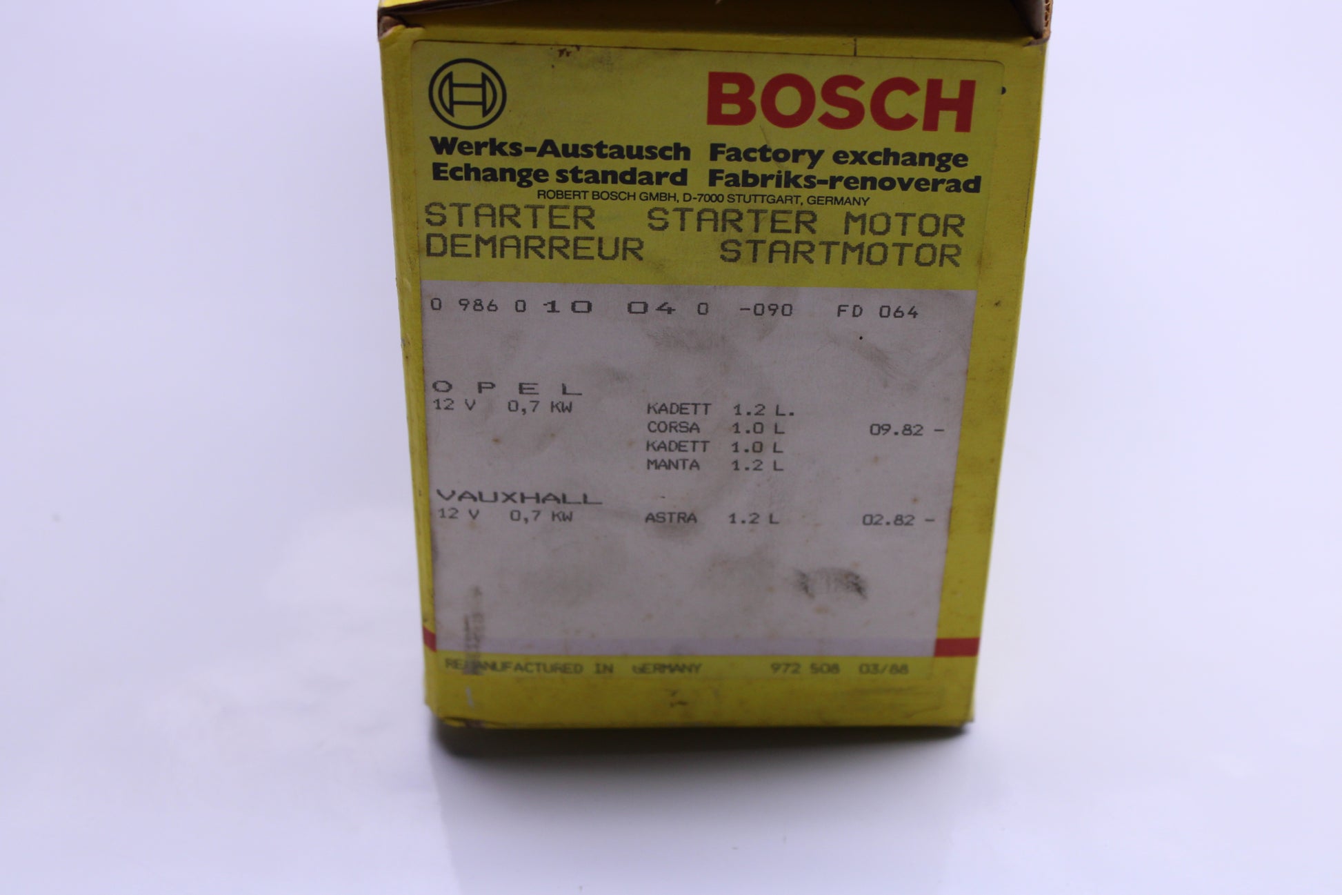 Original Opel Kadett / Manta 1,2l Bosch Anlasser NOS