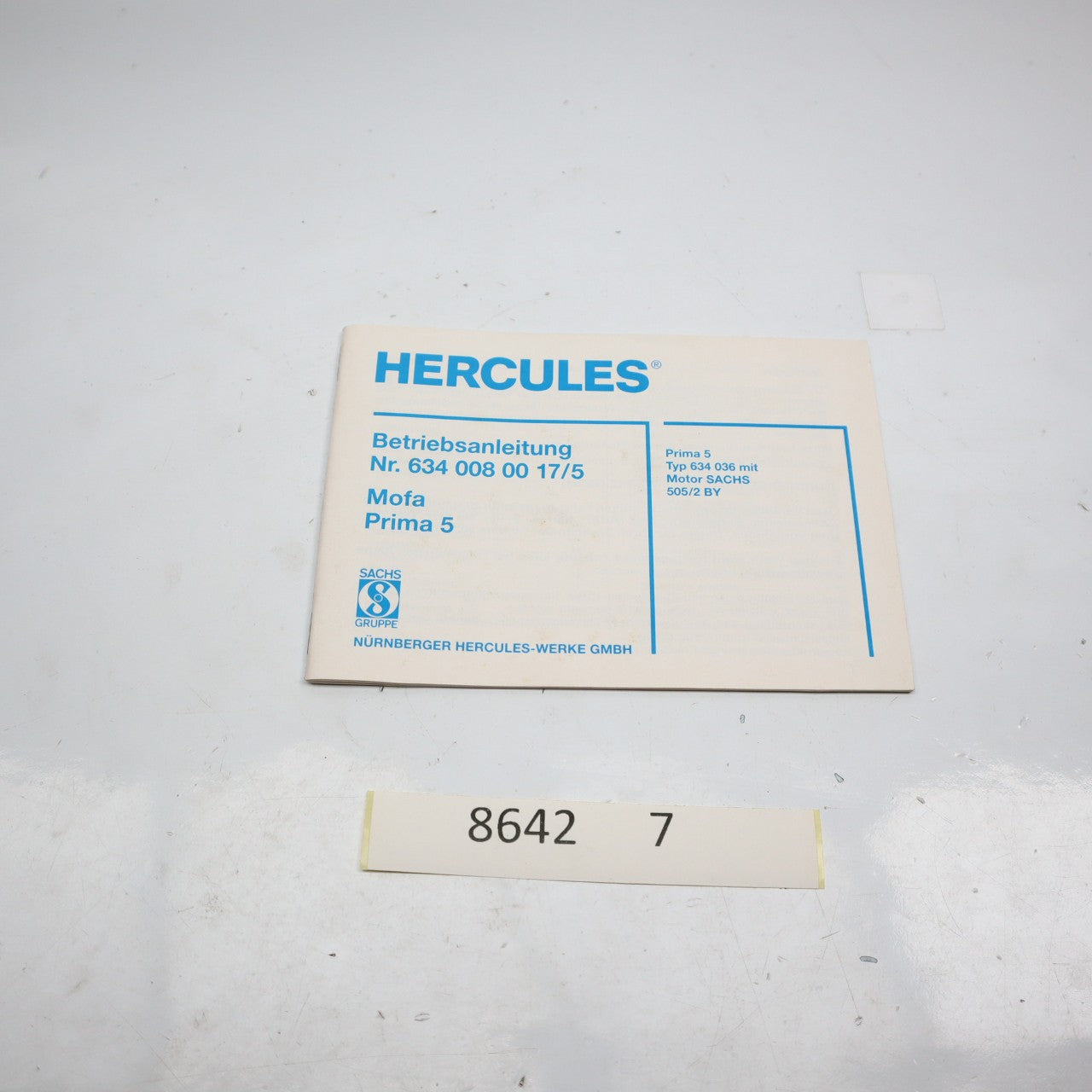 HERCULES PRIMA 5 BETRIEBSANLEITUNG